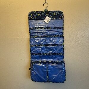 Vera‎ Bradley Essentials Cosmetic Travel Bag Indigo Pop Jewelry Makeup Organizer